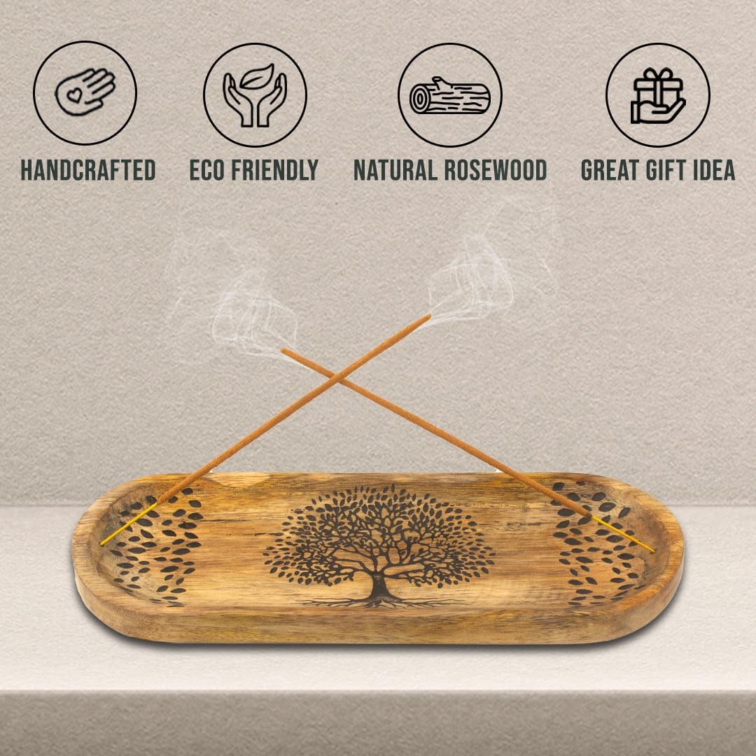 Incense Holder-Incense Burner/Ash Catcher-Handmade Wooden Insence Tray Home Decor 11x4x1.2 Inches