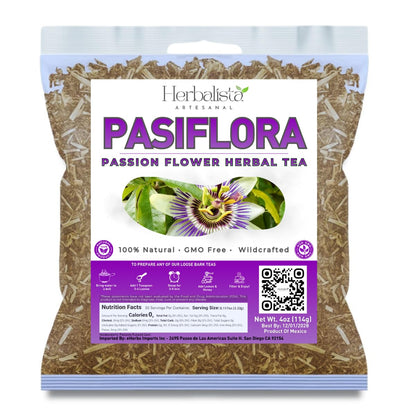 Pasiflora Herbal Tea (Passionflower) – Premium Loose Leaf Blend – 4 oz (113 g) Wildcrafted Traditional Herbal Infusion – 100% Natural, Caffeine-Free, Vegan, Non-GMO