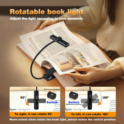 VAVOFO 24 LEDs Rotatable Book Light, Rechargeable Clip Reading Lamp