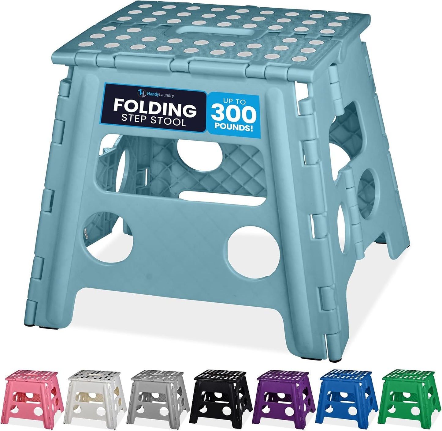 Handy Laundry Folding Step Stool - Sturdy Enough Collapsible Stool to Support Adults - Opens Easy with One Flip - Great for Kitchen, Bathroom or Bedroom (Black - 9 Inch)