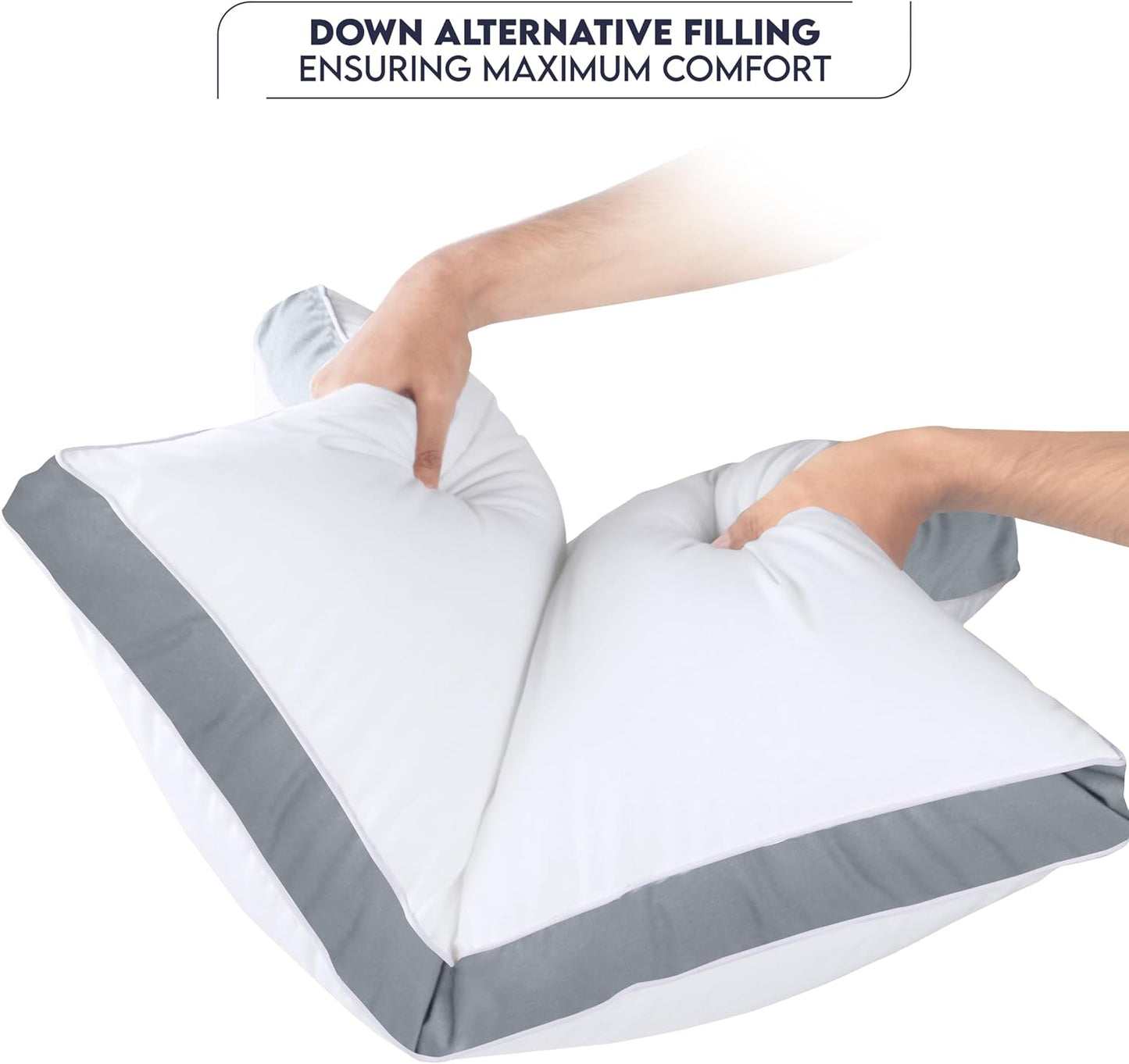 Utopia Bedding Down Alternative Bed Pillows for Sleeping Queen Size (White), Set of 2, Soft & Fluffy Pillow with Cooling, Hotel Quality, Gusseted Pillow for Back, Stomach or Side Sleepers