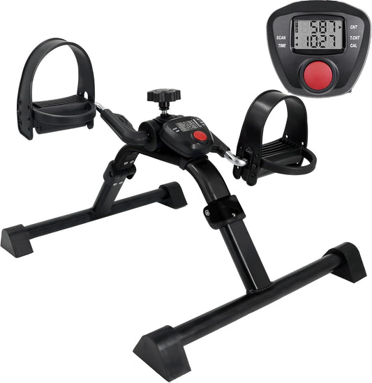 Vaunn Under Desk Bike Pedal Exerciser Ergometer with LCD Display – Mini Pedal Exerciser for Arm & Leg Workout, Folding Desk Cycle for Home Office, Physical Therapy & Low Impact Cardio