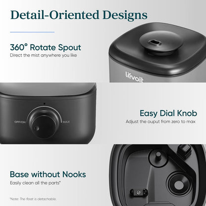 Levoit Humidifiers for Bedroom, Smart Warm and Cool Mist, Symptom Relief