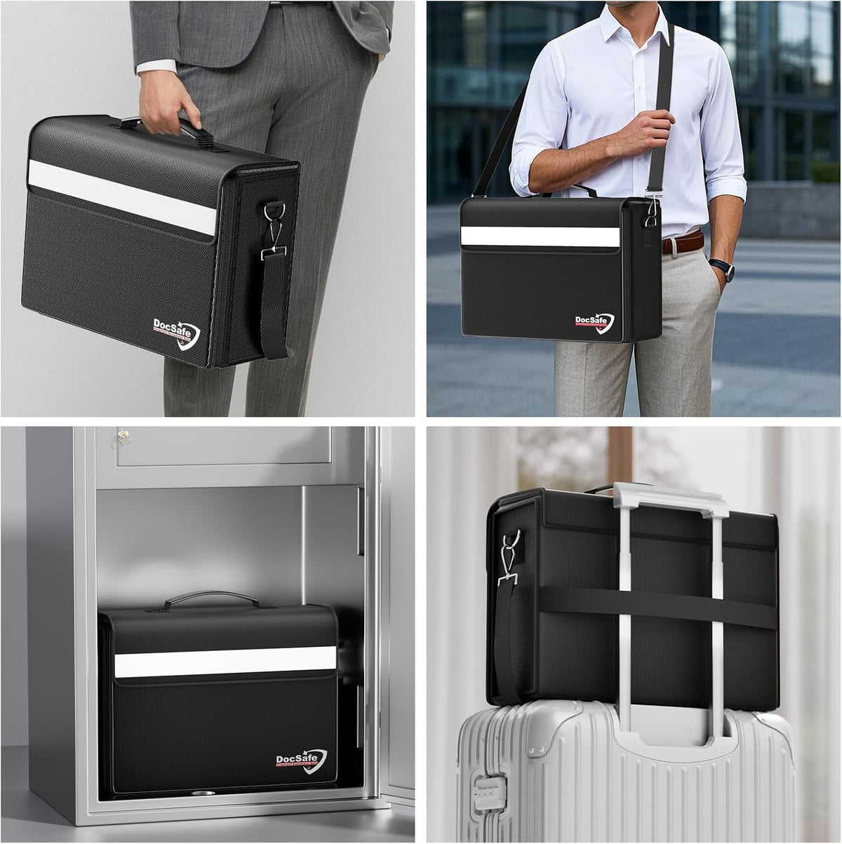 DocSafe Fireproof Document Bag with Multiple Pockets,5200°F Large (17”x12.5”x7.2”) File Organizer Fireproof Waterproof Bag Important Document Holder Home Office Portable Filing Storage for Valuables