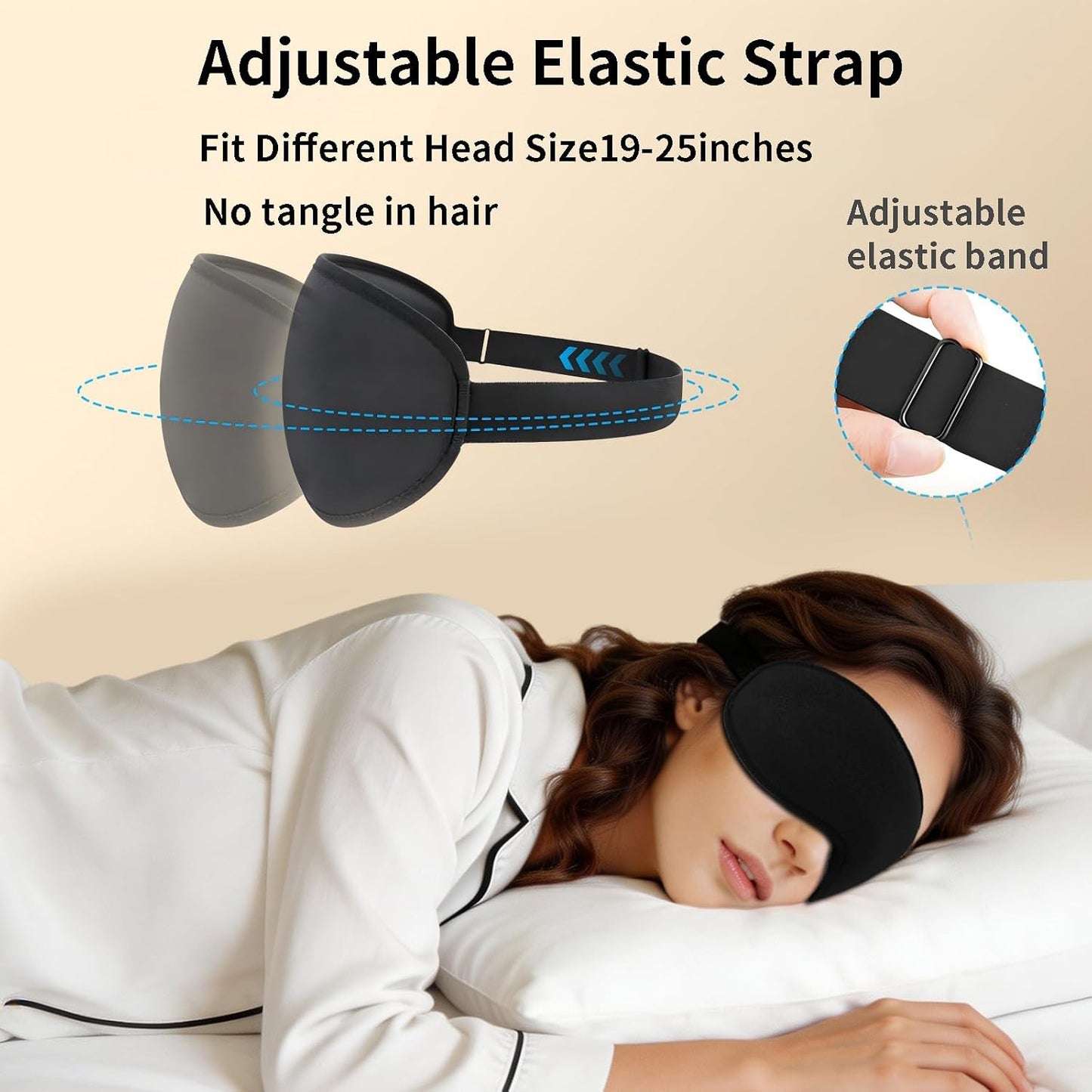 Sleep Mask for Side Sleeper Women Men,Blackout Eye Masks for Sleep,3D Contoured Sleeping Mask,Breathable Adjustable Eye Cover Blindfold with lash Extensions for Trave,Nap,Night Work,Black