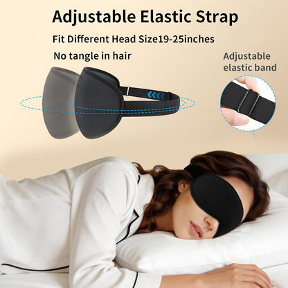 Sleep Mask for Side Sleeper Women Men,Blackout Eye Masks for Sleep,3D Contoured Sleeping Mask,Breathable Adjustable Eye Cover Blindfold with lash Extensions for Trave,Nap,Night Work,Black