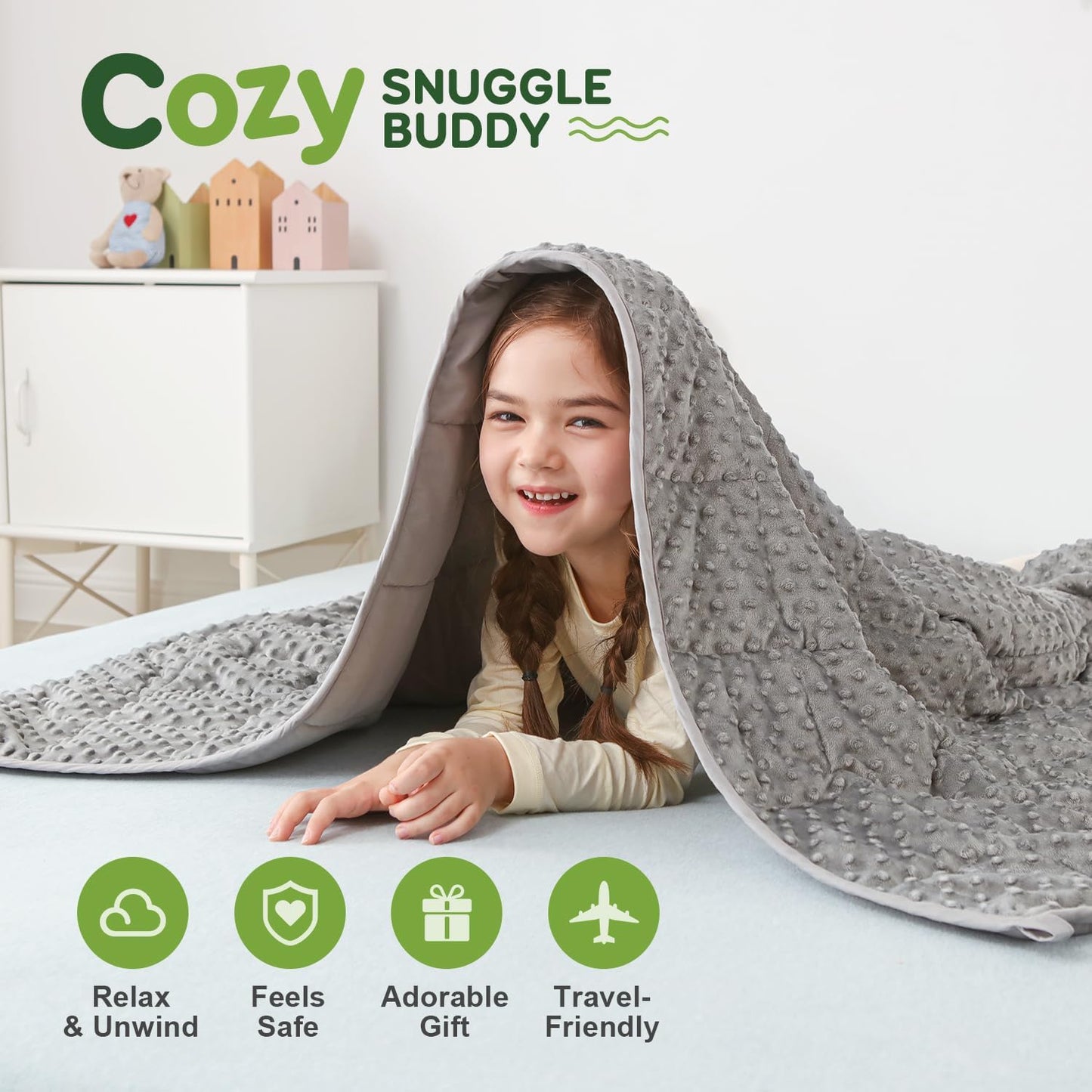 Sivio Weighted Lap Blanket, Weighted Blankets,Soft and Cozy Cooling Heavy Blanket, Calm and Nap, School and Home,2lbs 20 x 30inches, Grey