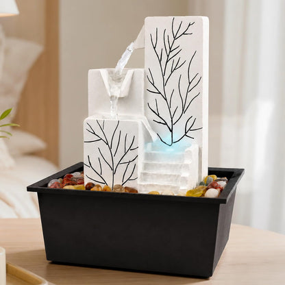 Tabletop Water Fountain Indoor, Soothing Stress Relief White Noise Waterfall Fountain, Relaxing Water Feature Home Decor, Ideal for Home Office Zen Meditation Room & Gifting