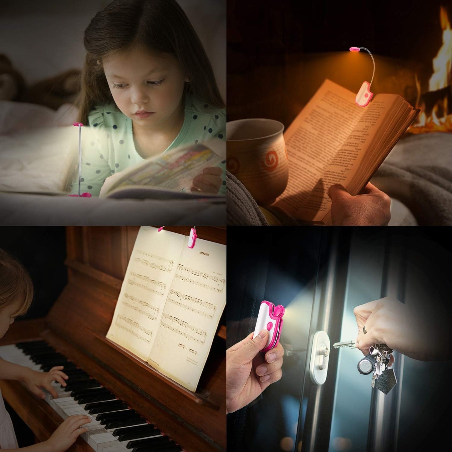 Amber Reading Light Rechargeable, Book Light Kids for Reading in Bed, Clip On Reading Book Light, 2 Lighting Modes, Blue Light Blocking for Eye-Care, Small Bookmark Light for Bookworm-Violet