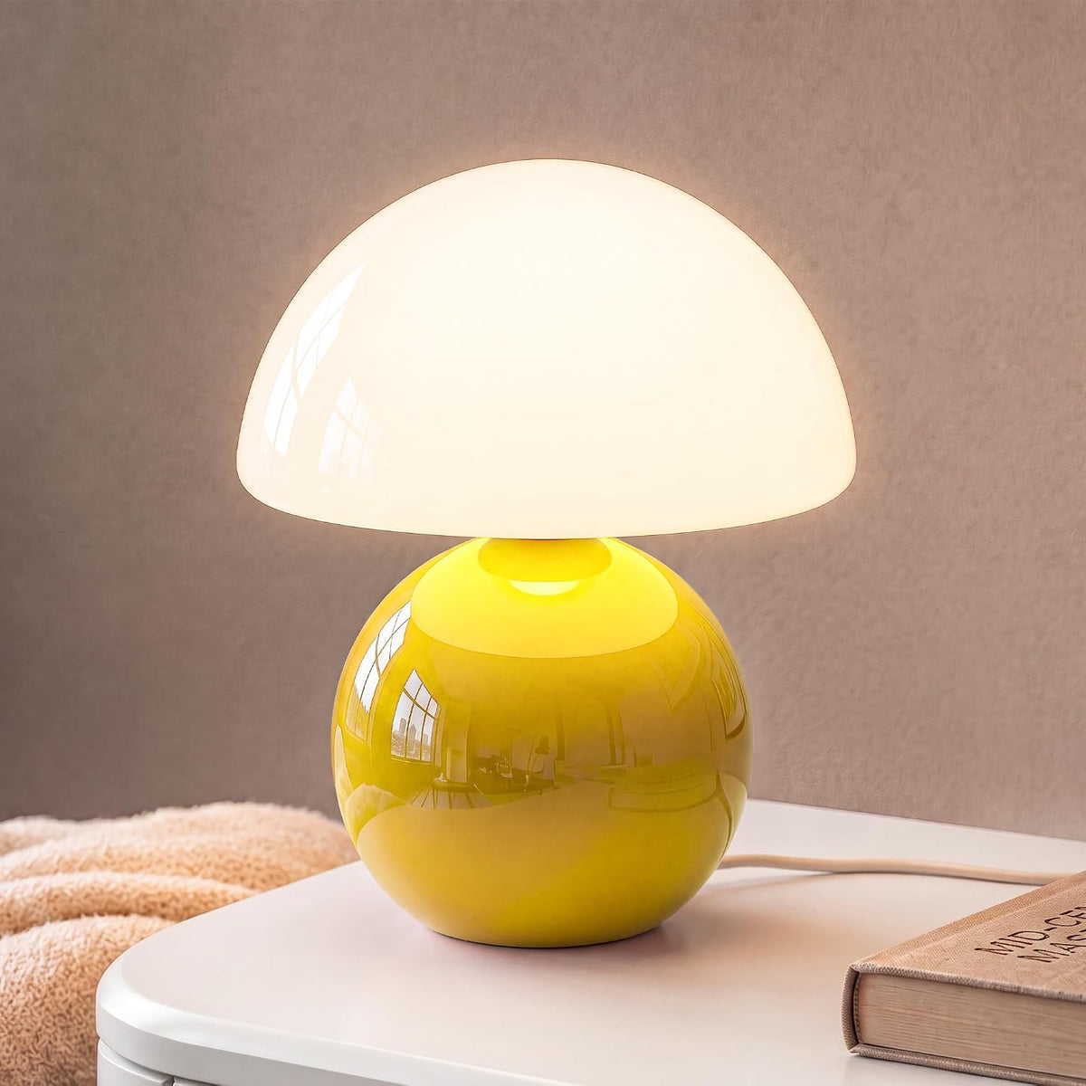 Dawnwake Mushroom Lamp Table Lamp for Bedroom-Small Desk Table Lamps,White
