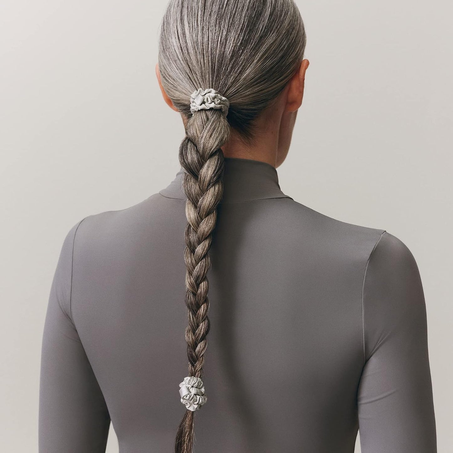 Slip Silk Hair Ties — Skinny Silk Black Scrunchies, No Damage, No Crease, Anti-Breakage |100% Mulberry Silk | All Hair Types | Made with Proprietary Slipsilk™ | Set of 4