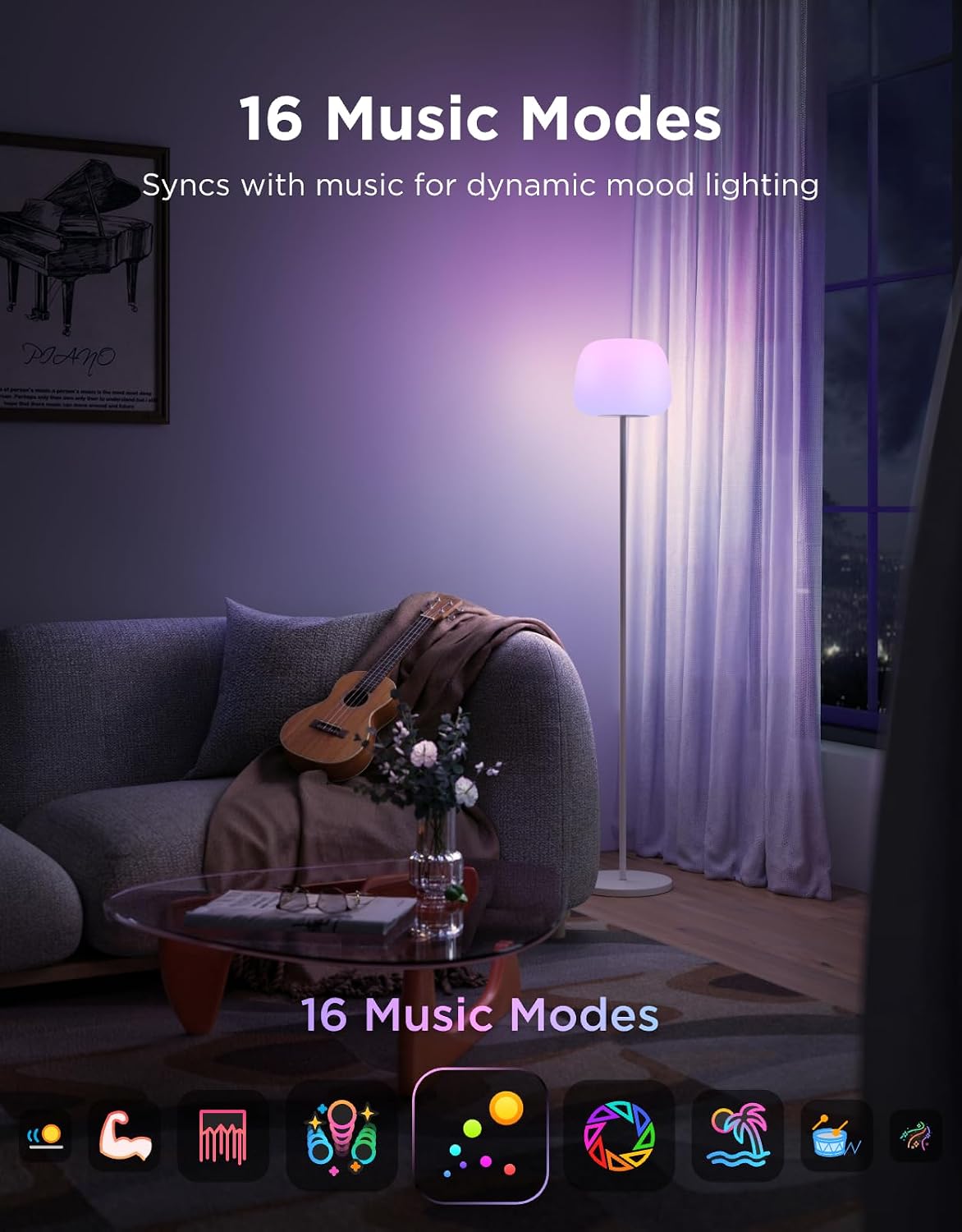 Govee Lantern Floor Lamp, Halo Gradient RGBIC Smart Corner Lamp for Bedroom