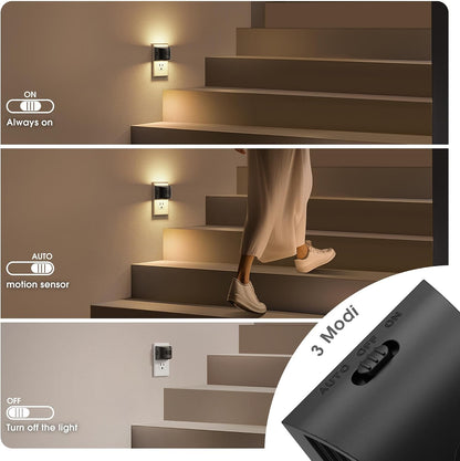JandCase Night Light, Modern Night Lights Plug into Wall,2 Pack Dusk to Dawn Sensor Nightlight, Amber Brightness Adjustable Nightlight for Kids Bathroom Hallway Kitchen Bedroom Decor