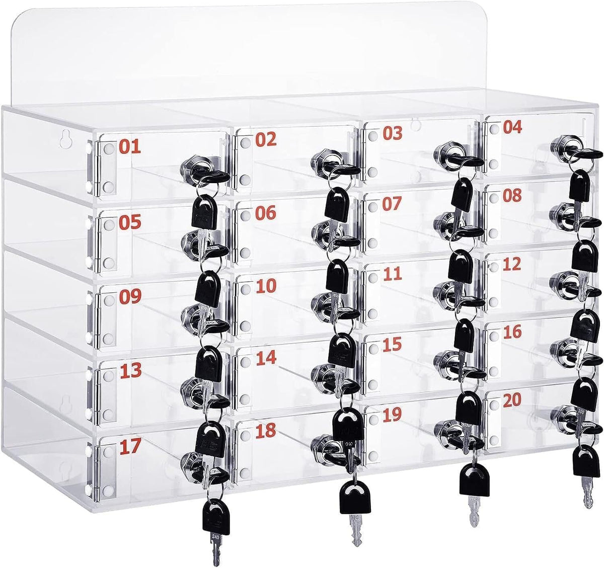 Transparent Acrylic Wallmounted Phone Charging Station 30 Slots Lockable with Keys Nized Storage for Mobile Devicesideal for OfficesHomes,One Color-25Slots