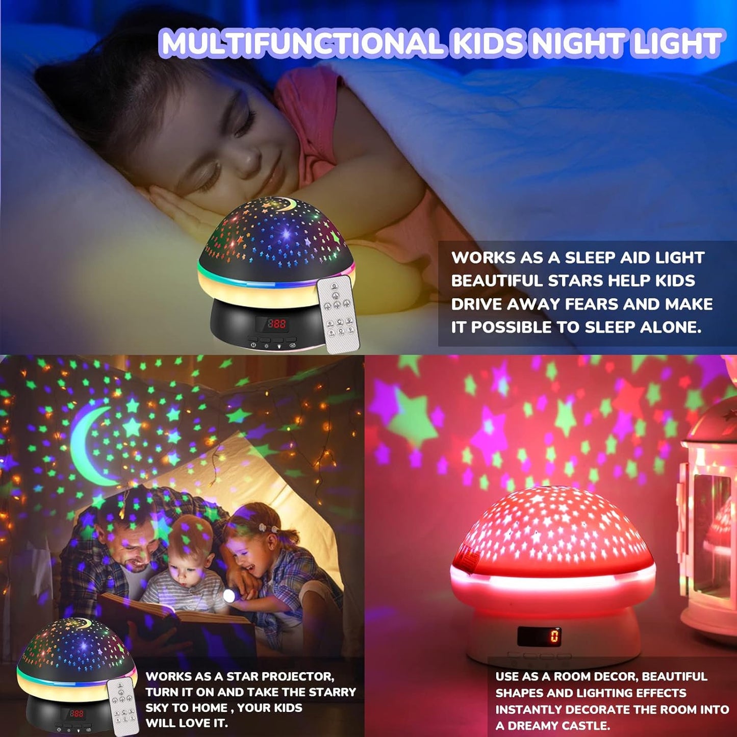 MINGKIDS Toys for 3-8 Year Old Girls Boys,Star Night Light Projector with Hard Projection Cover, Timer&Rotation,2-9 Year Olds Kids Chritsmas Birthday Gifts