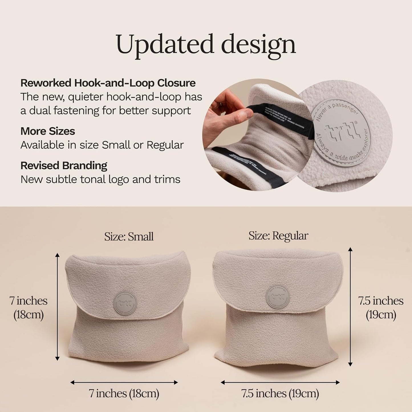 Trtl Travel Pillow Original 2.0 – Scientifically Proven Super Soft Travel Pillow with Premium Head & Neck Support – for Airplane Travel – Machine Washable – Lightweight & Compact – Sand Beige