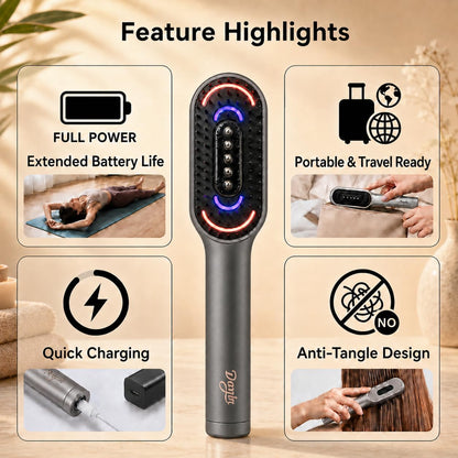 Dayln Electric Scalp Massager Hair Oil Applicator, Cordless Vibration Head Massager, Red Light Hair Brush, Deep Clean Comb for Home & Travel Silver