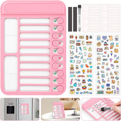 Audab Dry Erase Chore Chart for Kids, Magnetic Whiteboard Checklist Board, Chore Checklist Slider to Do List Board, Daily Routine Chart Schedule Board Task Tracker for Home Refrigerator, Wall, Desk