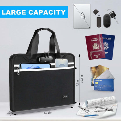 Fireproof Accordion File Organizer with Lock, 13 Pocket Document Folder