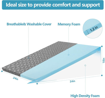 Nordjager Wedge Pillow for Sleeping, 24 x 24 x 10 Inch Bed Wedge