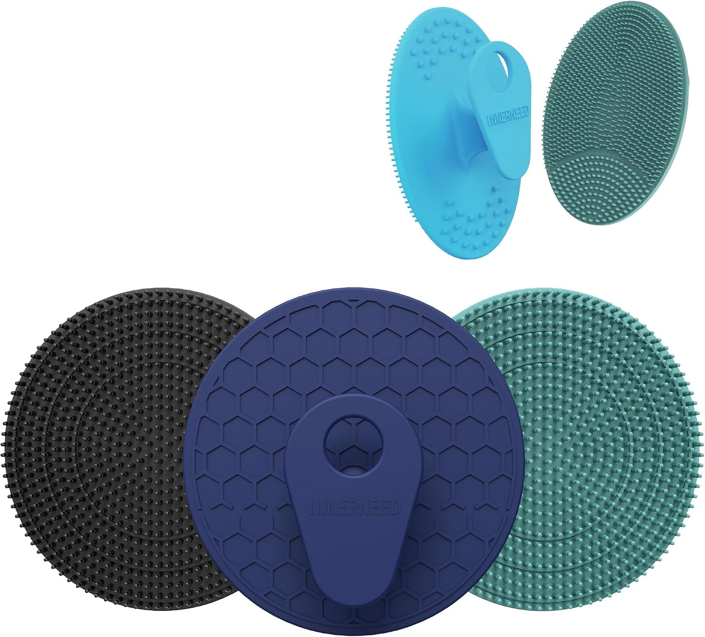 INNERNEED Food-Grade Soft Silicone Body Scrubber Shower Brush Handheld Cleansing Skin Brush, Gentle Exfoliating and Lather Well (Dark Green)