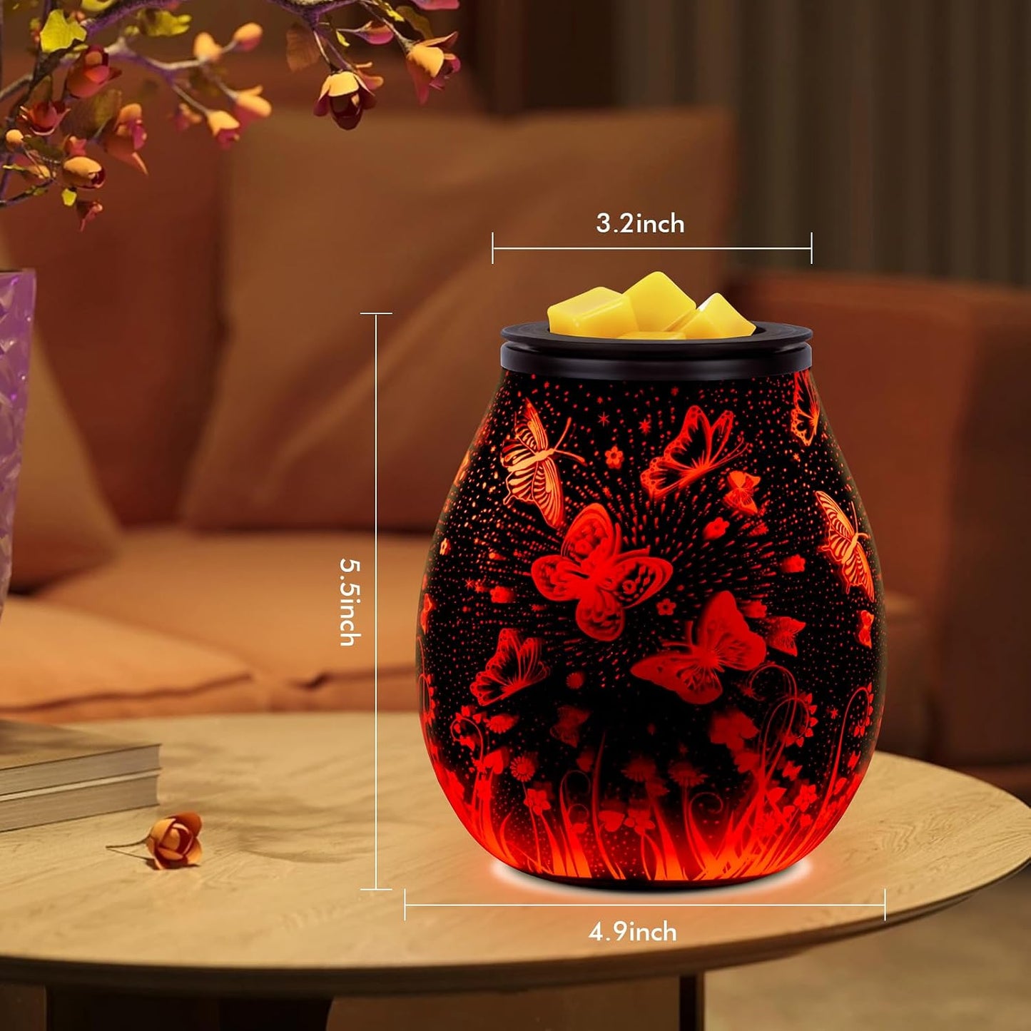 Wax Melt Warmer for Scented Wax- Glass Wax Melter for Home Fragrance with Removable Tray, Essential Oil Warmer Wax Cubes Burner Aroma Night Light for Home Office Bedroom Decor Gifts for Women