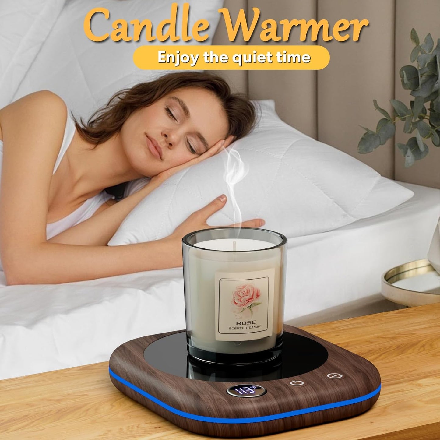 Mug Warmer Upgraded,Coffee Mug Warmer for Desk LEDs Light 3 Temp Settings (113-167°F) 1-12H Timer 4 H Auto Shut Off Beverage Cup Candle Warmer for Coffee Tea Milk(Black)