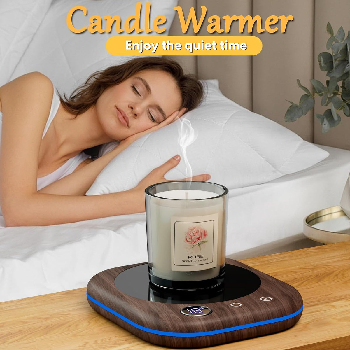 Mug Warmer Upgraded,Coffee Mug Warmer for Desk LEDs Light 3 Temp Settings (113-167°F) 1-12H Timer 4 H Auto Shut Off Beverage Cup Candle Warmer for Coffee Tea Milk(Black)