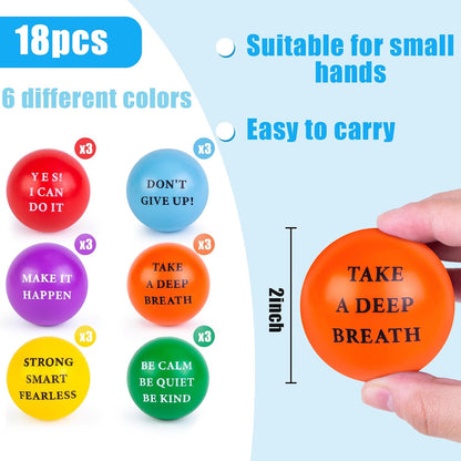 LOVESTOWN 18 PCS Motivational Stress Relief Balls, Squeeze Toys, 2 Inch