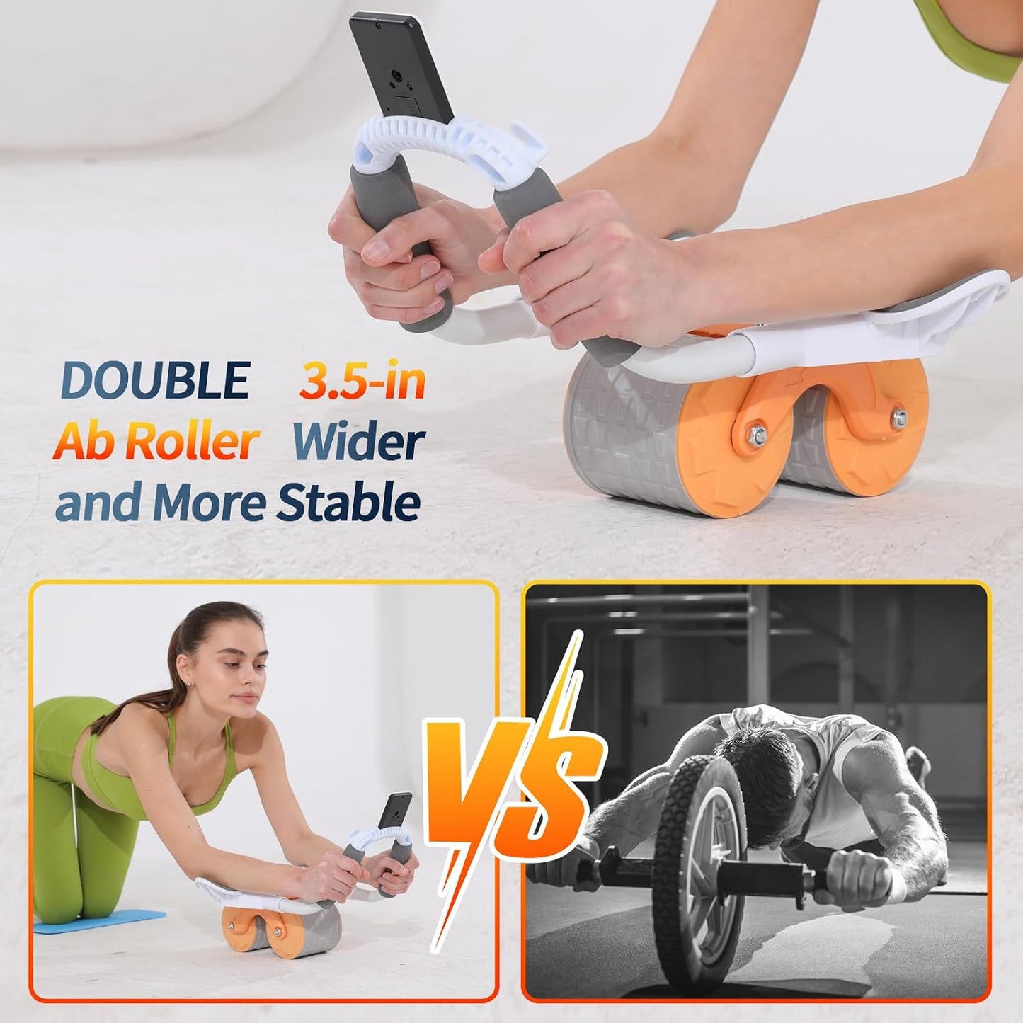 2026 Upgraded Ab Roller Wheel with Knee Mat &Timer | Full-Body Core Strength Training;Elbow Support Ab Wheel for Beginners Men Women;Portable Home Gym Fitness