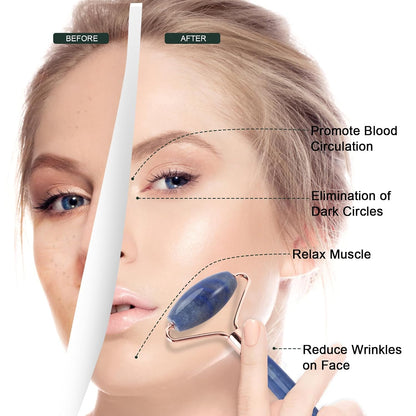 Jade Roller for Face, Facial Roller Massager Skin Care Tool, Gua Sha Facial Tools for Face, Neck, Eyes, Reduce Puffiness of The Skin - White