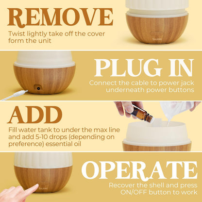 SALKING Essential Oil Diffuser, 100ml Small Aromatherapy Diffuser with Auto Shut-Off Function, Ultrasonic Diffusers for Essential Oils, Cool Mist Humidifier with Warm White Lights, for Office Home