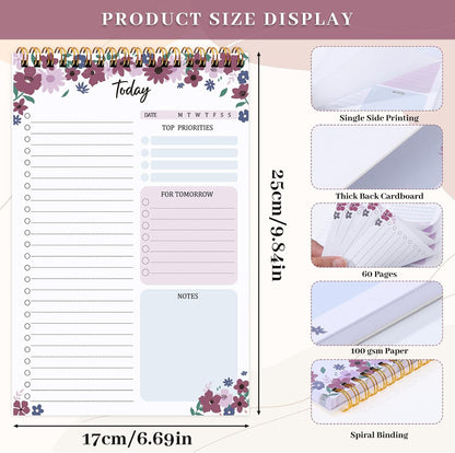 to Do List Notepad, Undated Daily Planner, 120 Pages, 6.7 x 9.8 in | 100 GSM FSC Paper, Plastic Cover, Spiral Bound, Tear-Off Pages, Task Checklist Layout For Home Office School Supplies
