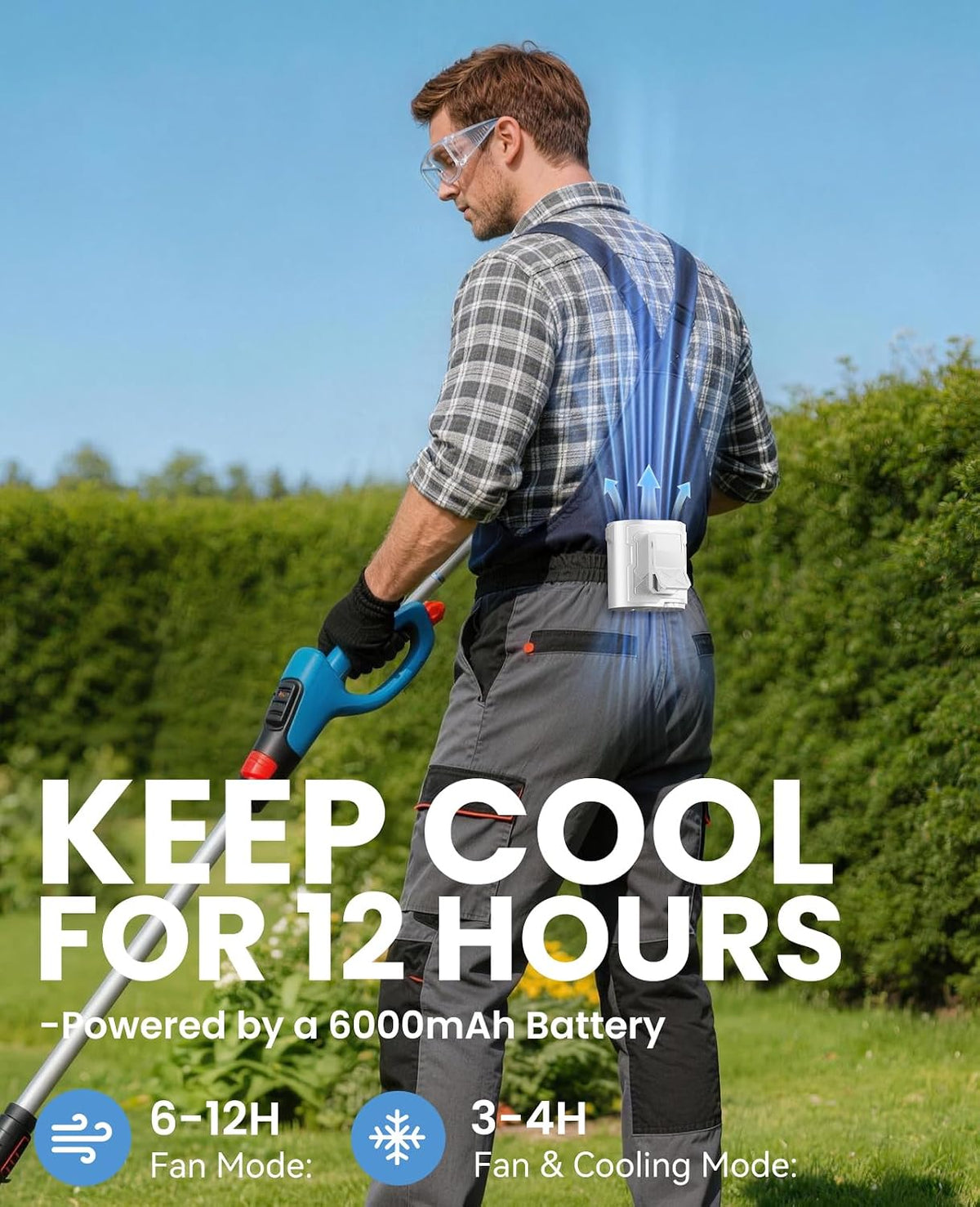 Portable Waist Fan with Ice Cooling, 4-in-1 Clip-On Fan for Car/Shirt/Hat/Belt, 16000RPM Strong Airflow, 12H Runtime, 100 Speed Settings, Wearable Fan for Outdoor Work, Camping, Travel Black