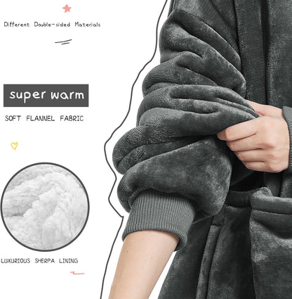Aemilas Wearable Blanket Hoodie - Warm Sherpa Blanket Sweatshirt as Gifts for Adult Women Mom Men, One Size Fits All
