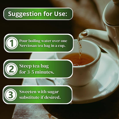 Nerviosan Calming Herbal Blend with Valerian Root, Lemon Balm and Burnet 25 Tea Bags of All Natural Valeriana, Toronjil and Pimpinela Herbs from Peru