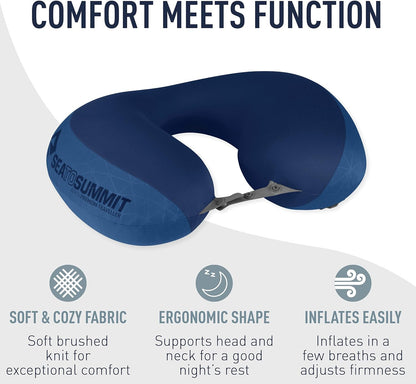 Sea to Summit Aeros Premium Traveller Inflatable Neck Pillow, Navy Blue