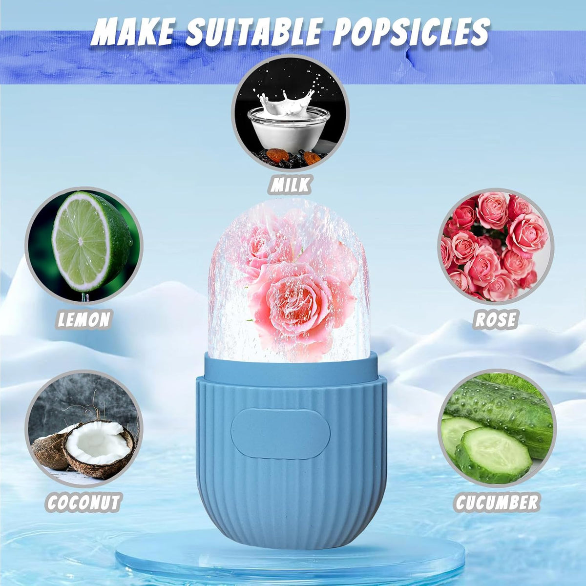Joyeee Ice Face Roller, Reusable Silicone Mold Face Massage Eye Facial Beauty Skin Care Tools Apply Ice for Shrink Pores Anti Wrinkle Reduce Puffiness Improve Skin Elasticity, Striped
