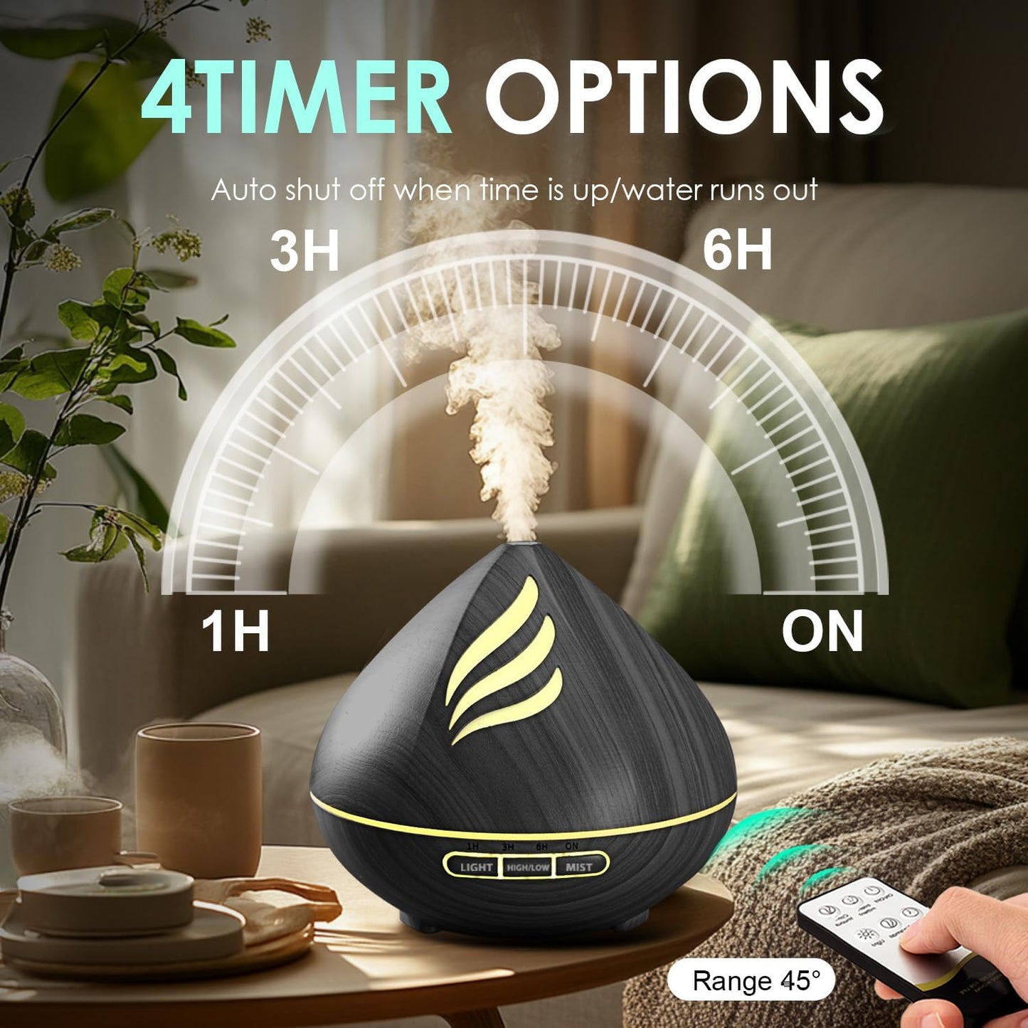 𝟔𝟖%𝐨𝐟𝐟 Essential Oil Scent Diffuser: 500ML Aroma Diffuser for Home Bedroom - 14 Colors LED, Remote Control, Ultra-Quiet Cool Mist Scent Diffuser with Timer for Family - Camel
