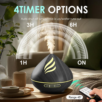 𝟔𝟖%𝐨𝐟𝐟 Essential Oil Scent Diffuser: 500ML Aroma Diffuser for Home Bedroom - 14 Colors LED, Remote Control, Ultra-Quiet Cool Mist Scent Diffuser with Timer for Family - Camel