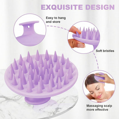 Meartchy Silicone Scalp Massager Shampoo Brush, Scalp Brush for Hair Growth & Dandruff Removal, Hair Scrubber Scalp Stimulator Exfoliator Brush with Soft Bristles for Wet Dry Scalp Care (Black)