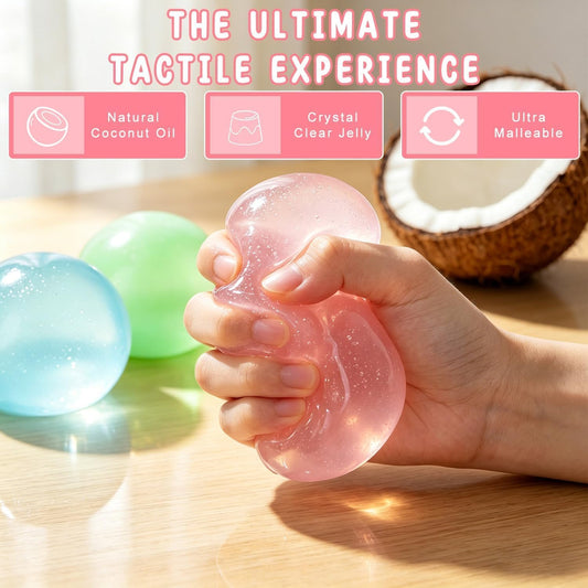 Coconut Oil Squishy, 2026 New Coconut Oil Stress Ball, Handmade Slow Rising Fidget Squeeze Toy for Stress Relief, Squeeze the Stress Away (Blue)