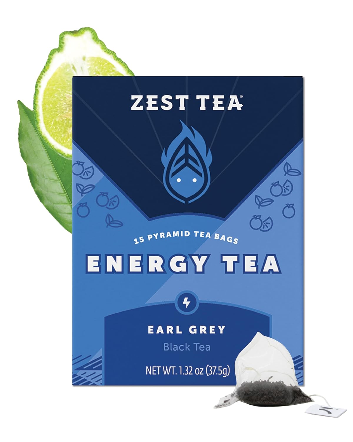 Zest High Caffeine Black Tea Bags – Earl Grey Energy Tea with Natural Bergamot – 150mg Caffeine per Cup – Focus & Morning Breakfast Tea for Energy – Caffeinated Coffee Substitute – 15Ct Box