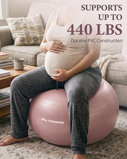 Trideer Exercise Ball, Stability Yoga Ball for Physical Therapy, Active Sitting, Pregnancy & Birth Labor Prep, Core Strength, Balance Training, Posture Improvement and Daily Stretching, 55/65/75cm