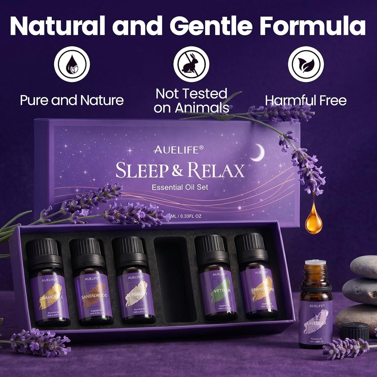 Auelife Men Essential Oils Set for Diffusers for Home, 6x10ml Scented Oil