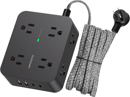 HANYCONY Surge Protector Power Strip, 1080J, 5 Ft Braided Extension Cord