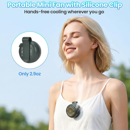 Portable Silent Mini Bladeless Fan Clip On, Adjustable 5 Speeds 360° Rotatable Clip on Fan for Shirt & Waist, USB Rechargeable Small Whirlwind Fans, For Outdoor & Travel & Office (White)