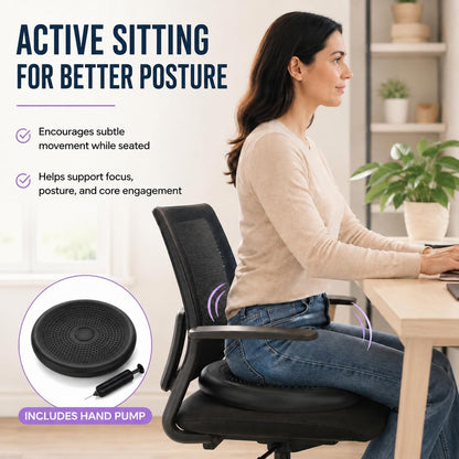 Hanstuten Wobble Seat Cushion & Core Balance Disc - Rubber Wiggle Seat for Active Sitting, Office Desk Chair, and Core Strength Training