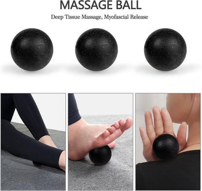 JOYENERGY 5 in 1 Foam Roller Set, Trigger Point Foam Roller Patented, Massage Roller Stick, Massage Ball, Stretching Strap for Deep Tissue Massager for Muscle Pilates Yoga Whole Body