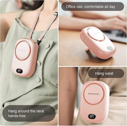 AOCOOLFAN Portable Neck Fan, Mini Small Personal Handheld Fan USB Rechargeable 3 Speed for Girls Boys Woman Eyelash Travel Home Office Outdoor (White)